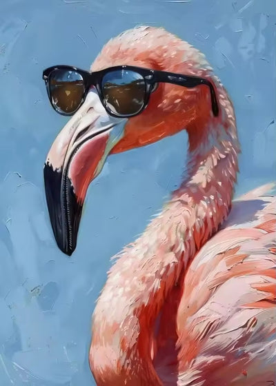 Flamingo med solglasögon – måla efter nummer-motiv