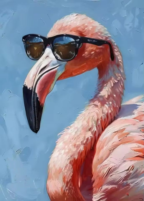 Flamingo med solglasögon