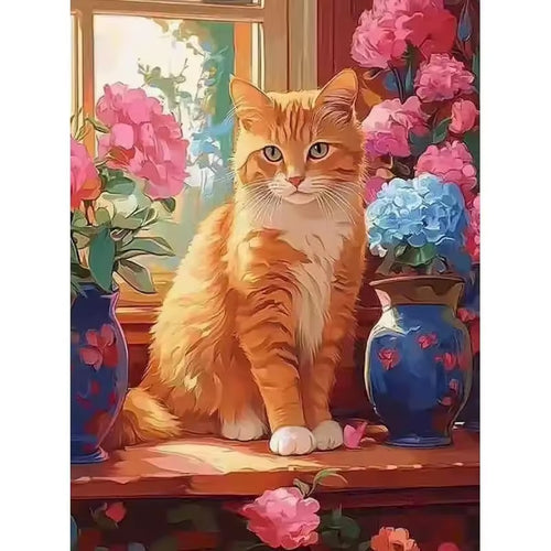 Katt bland hortensior
