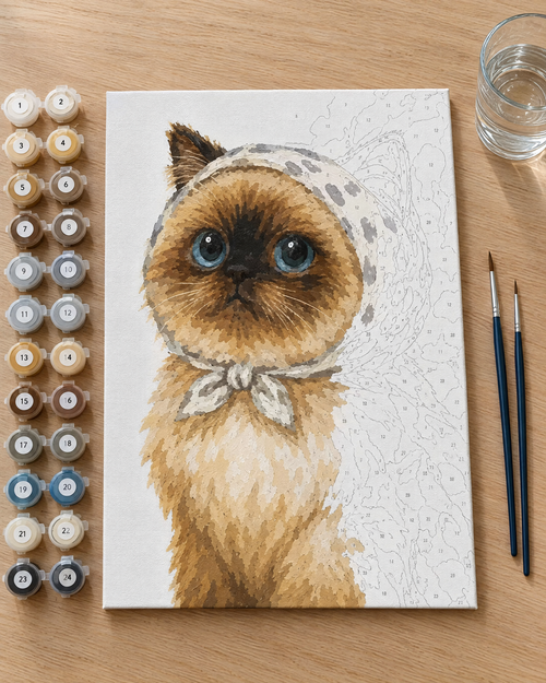 Katt med sjalett – beige