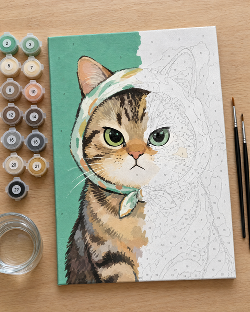 Katt med sjalett – turkos